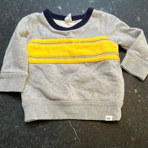 Grey, yellow, and navy blue crewneck sweatshirt from baby Gap